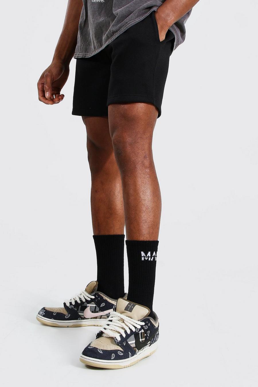 Black Basic Korte Regular Fit Jersey Shorts image number 1