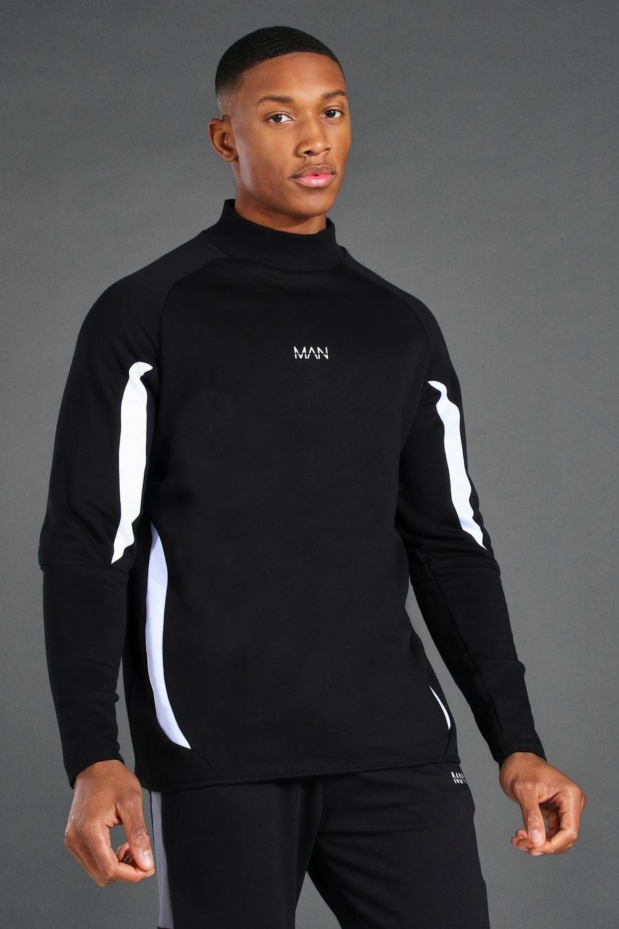 Black MAN Active Sweatshirt med hög hals image number 1