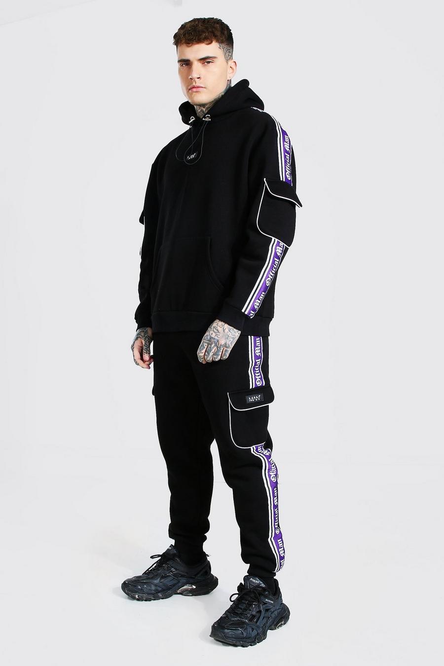 Purple Oversized Utility Tracksuit With Man Tape image number 1