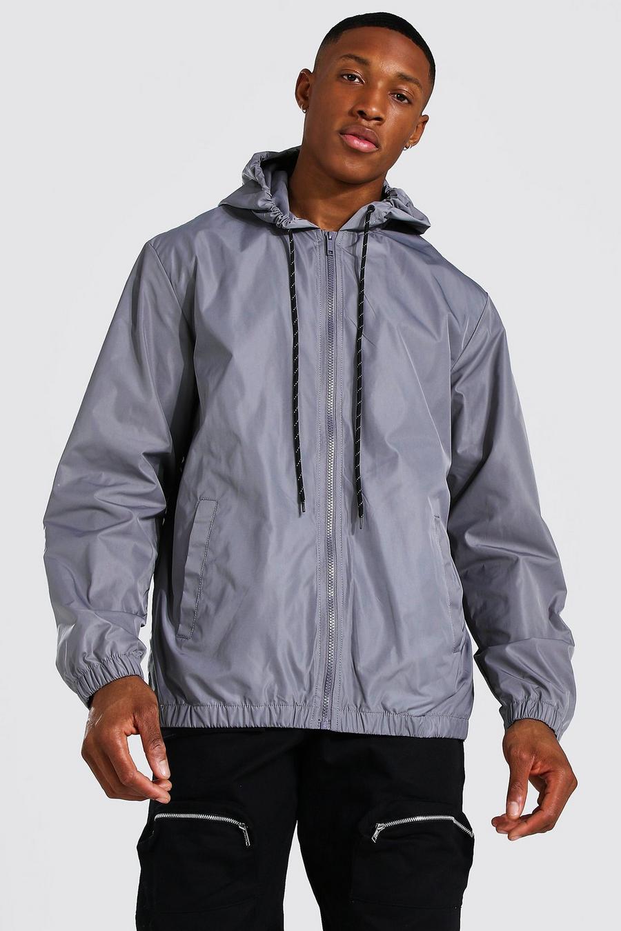 Charcoal Hooded Lightweight Zip Through Cagoule image number 1