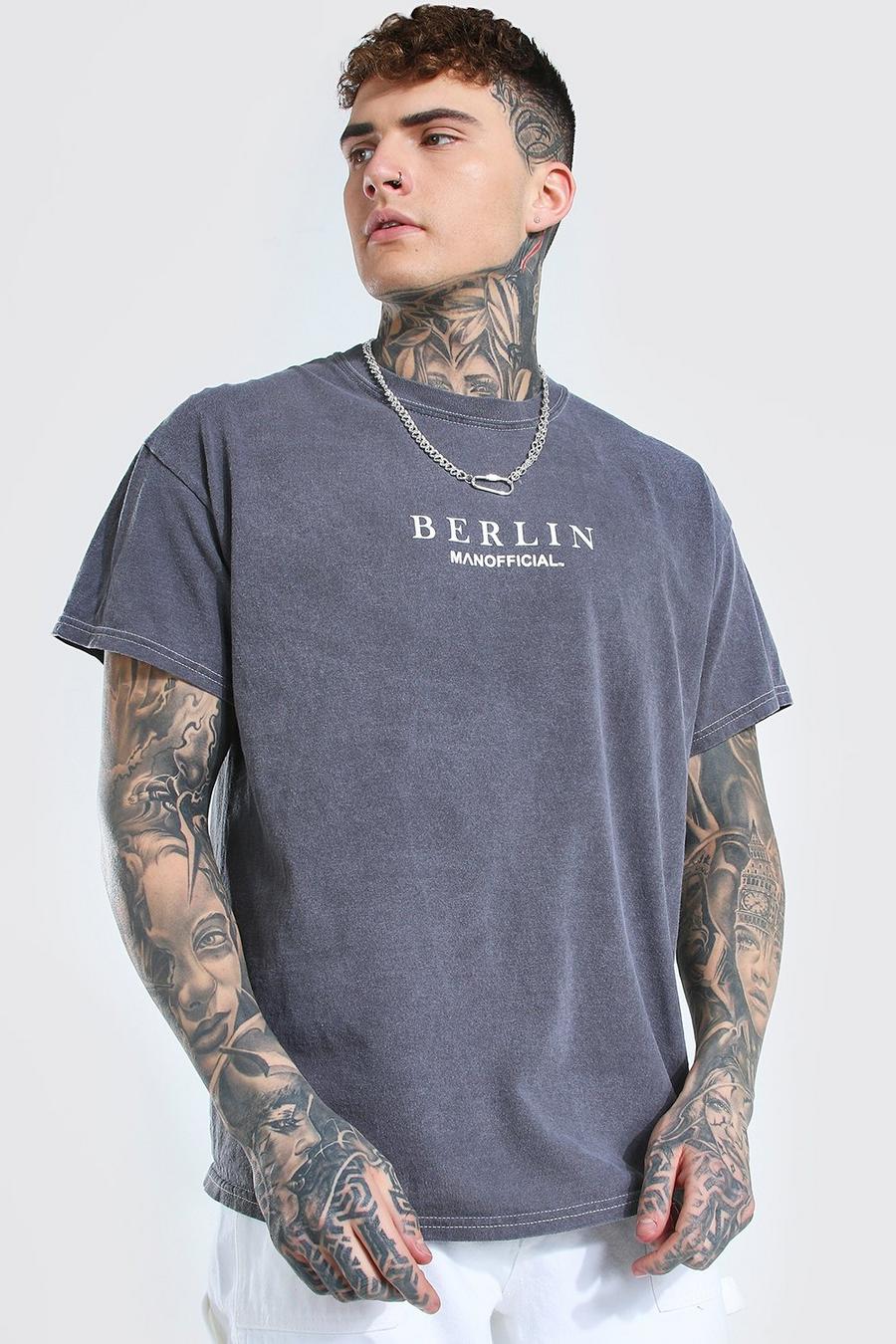 Charcoal grey Oversized Man Official Berlin Overdye T-shirt image number 1