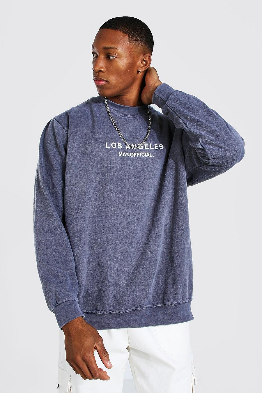 Charcoal MAN Official "LA" Oversize överfärgad sweatshirt image number 1