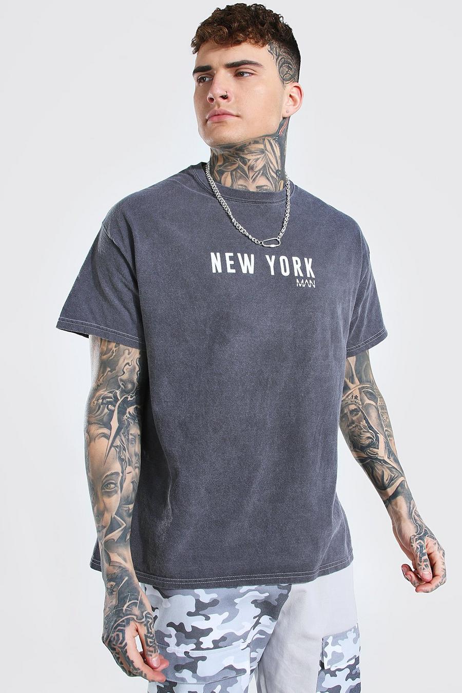 T-shirt oversize New York - MAN, Charcoal image number 1