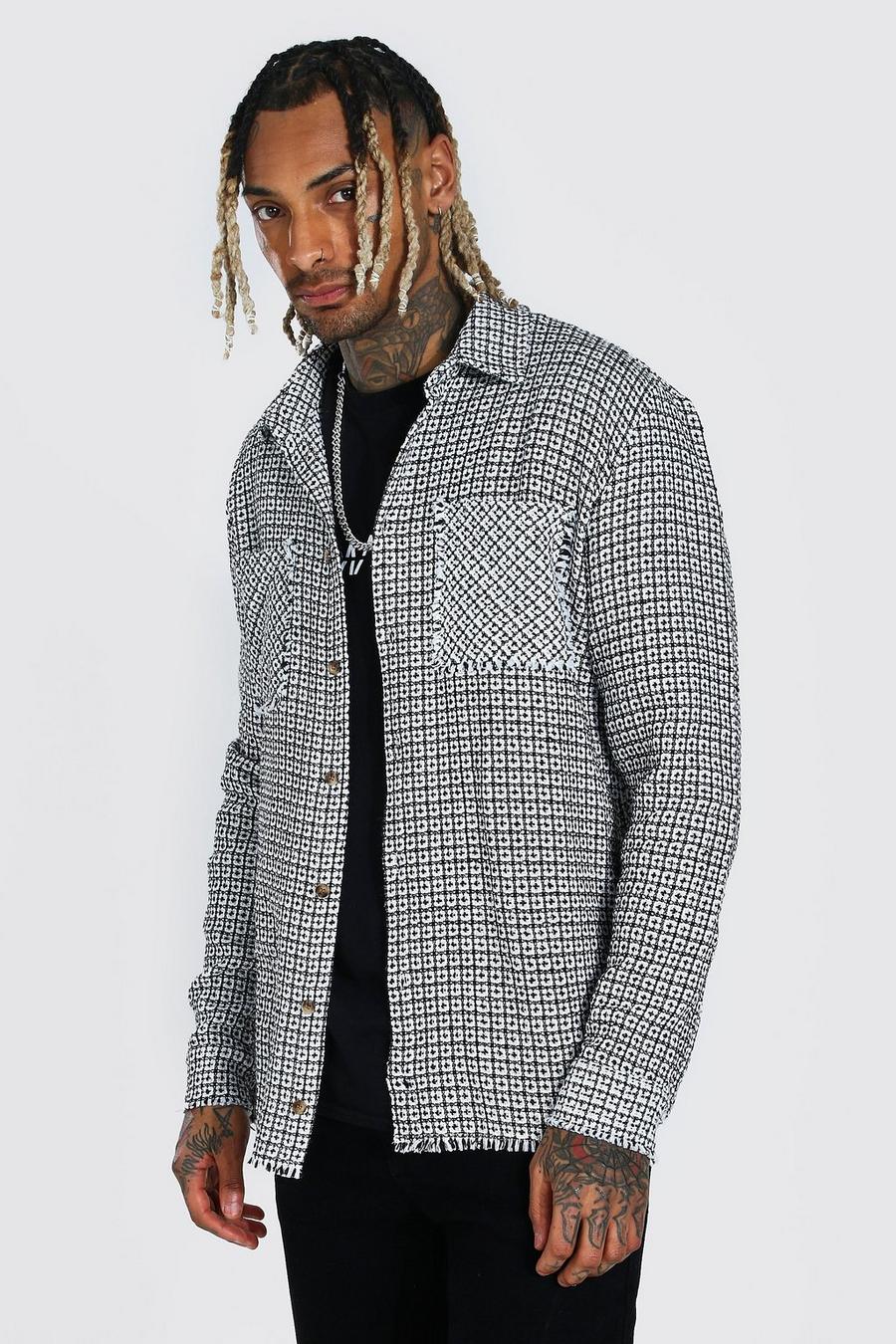 Black Boucle Check Overshirt image number 1