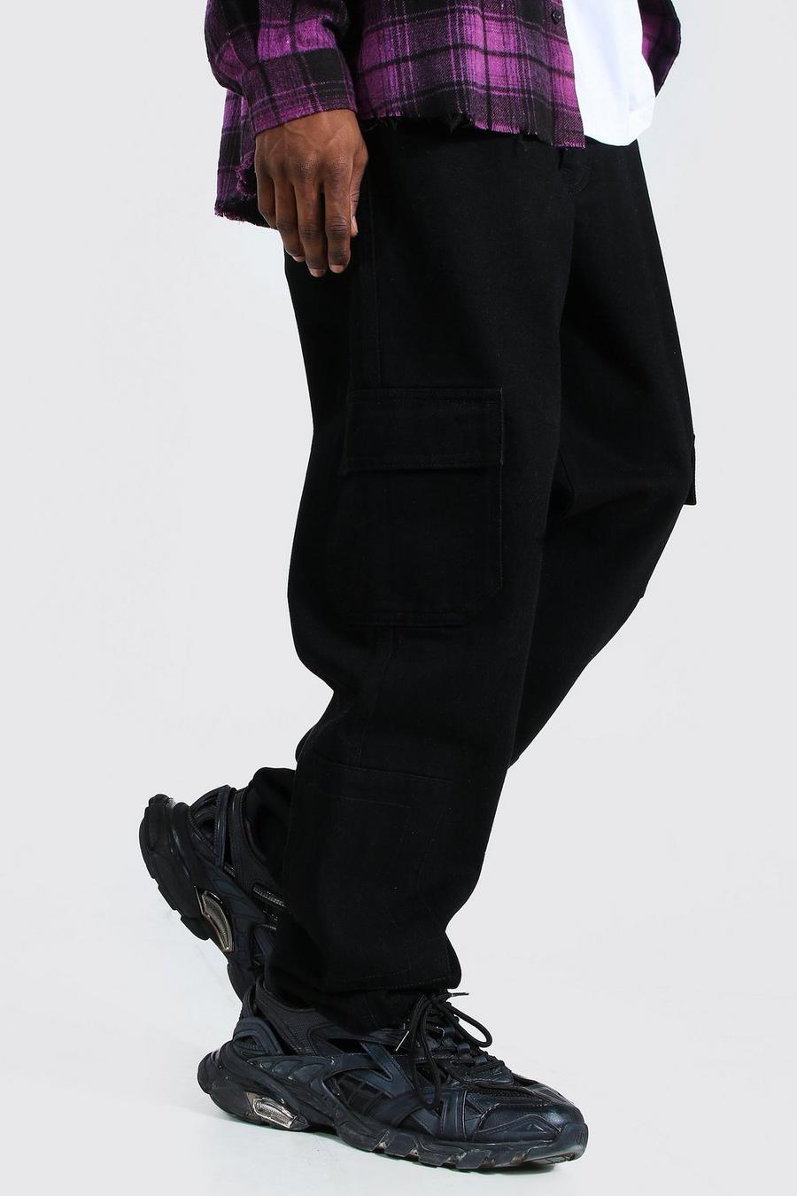True black Raka jeans med cargofickor image number 1
