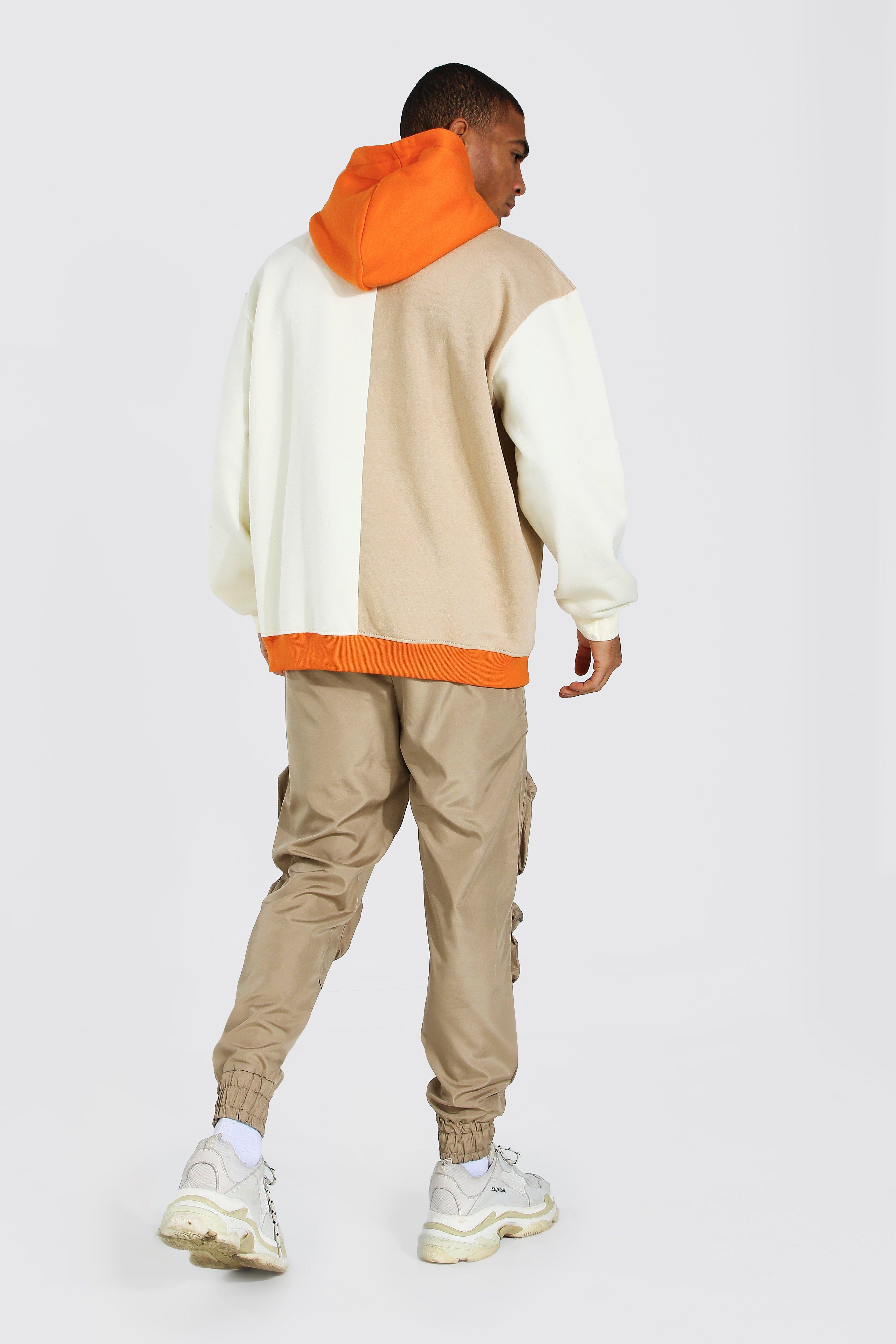 Oversized Colour Block Hoodie boohoo UK