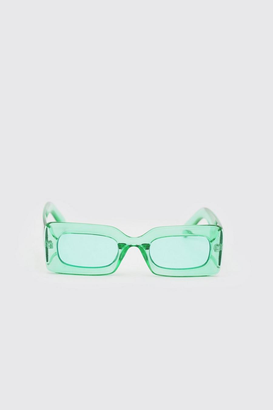 Green Rectangular Thick Frame Sunglasses image number 1