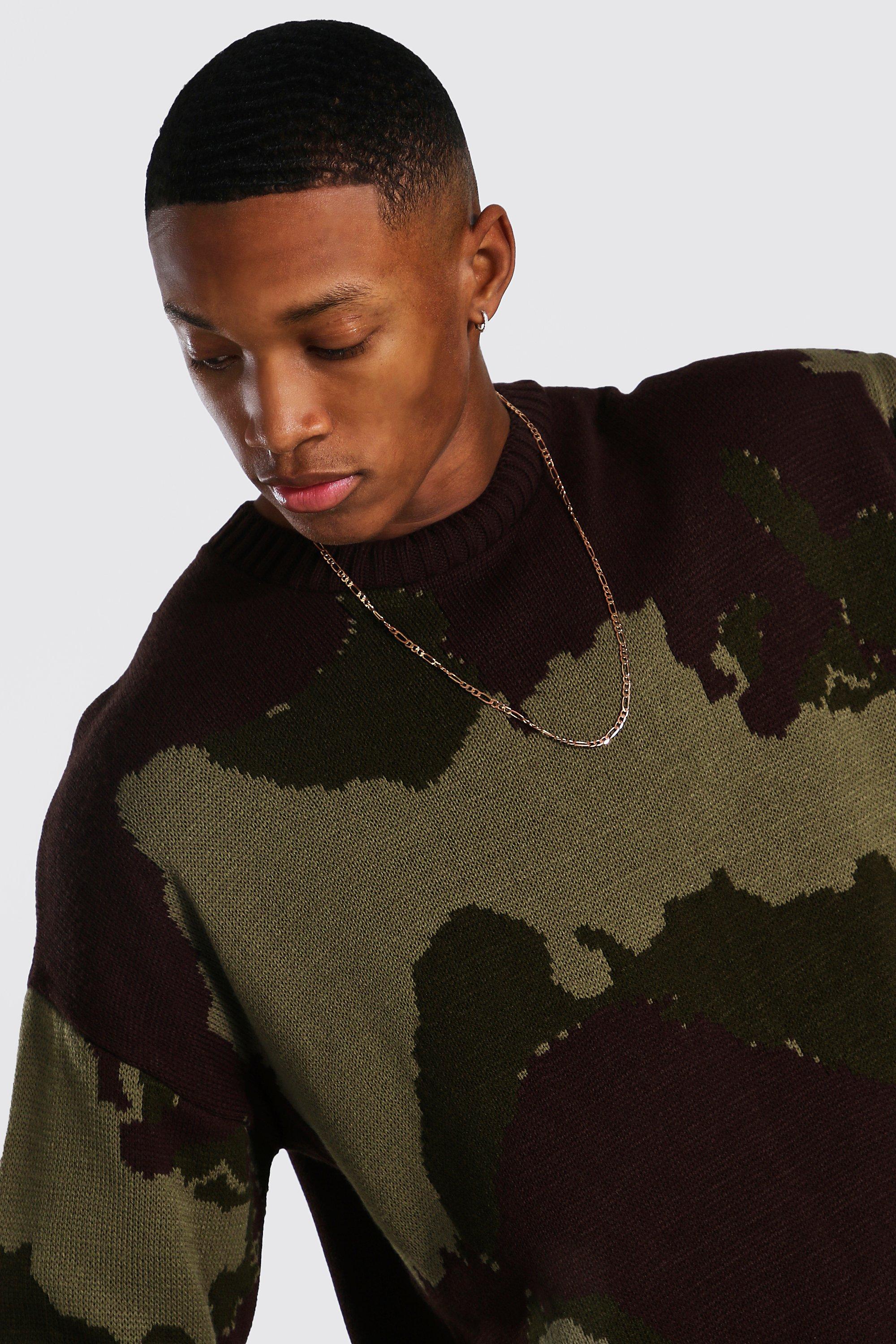 Abstract Camo Oversized Knitted Jumper