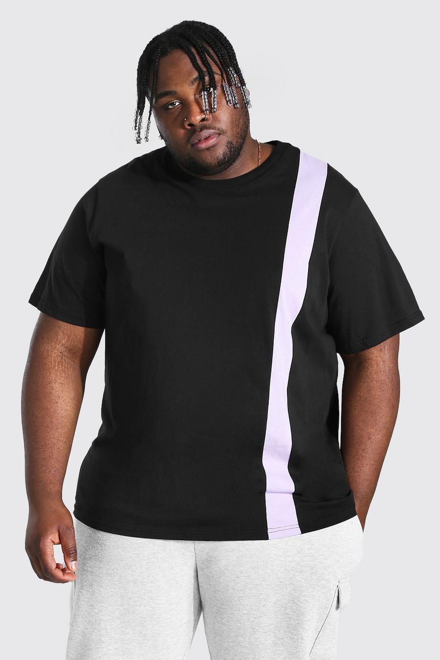 Black Plus Size Colour Block T-Shirt image number 1