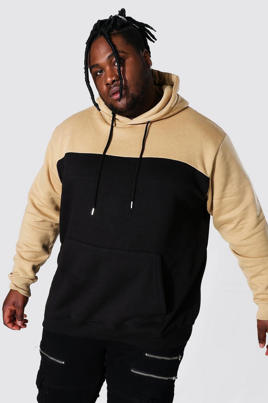 Sand Plus Size Colour Block Hoodie image number 1
