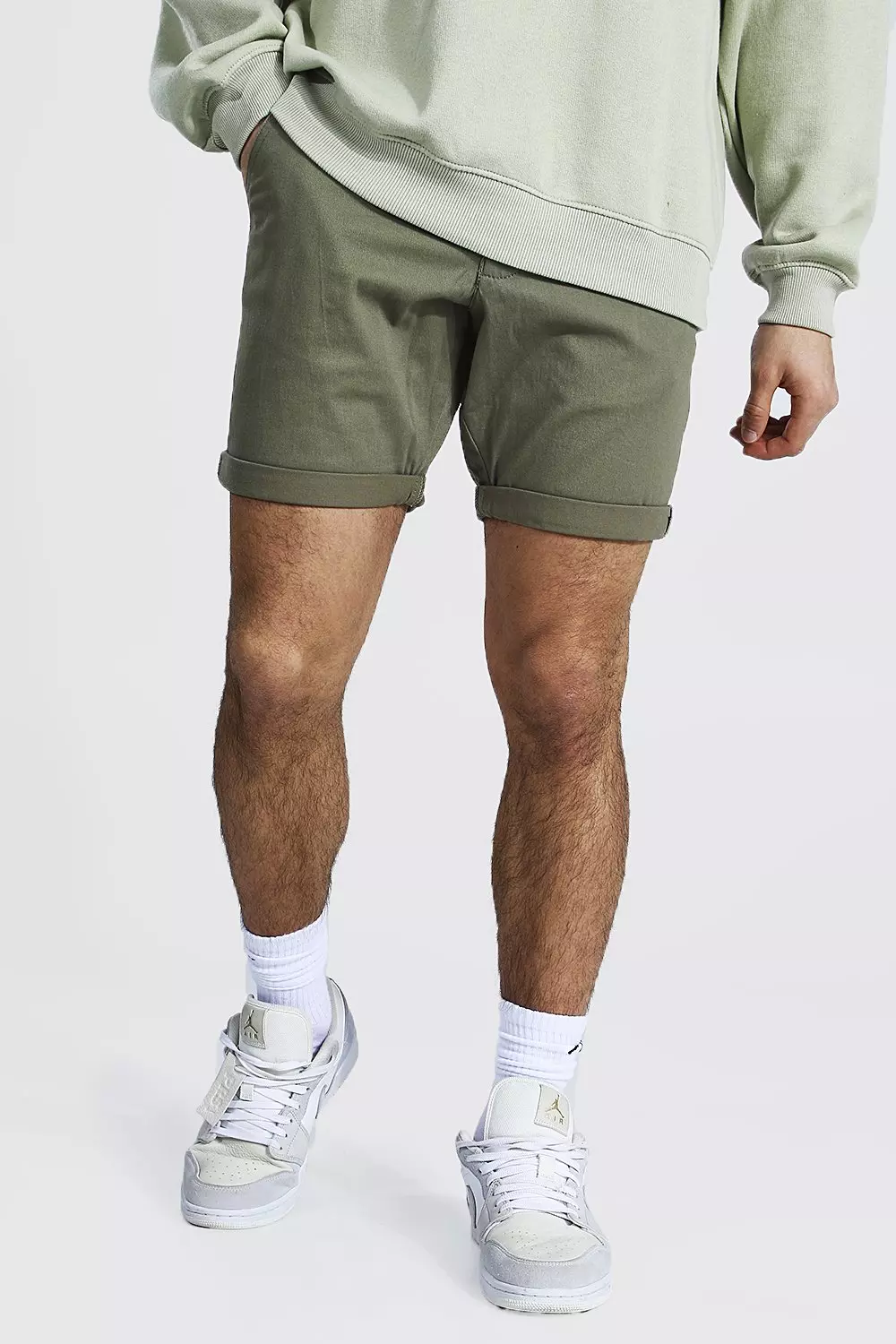 Khaki best sale skinny shorts