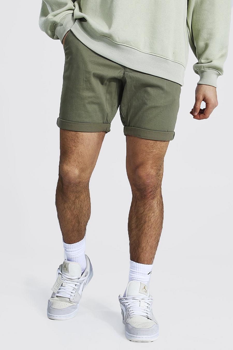 Skinny Fit Chino-Shorts, Khaki