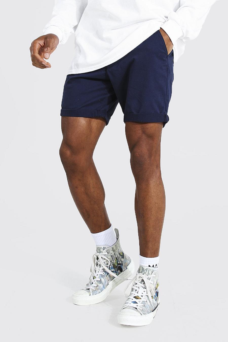 Navy Slim Fit Chino Shorts image number 1