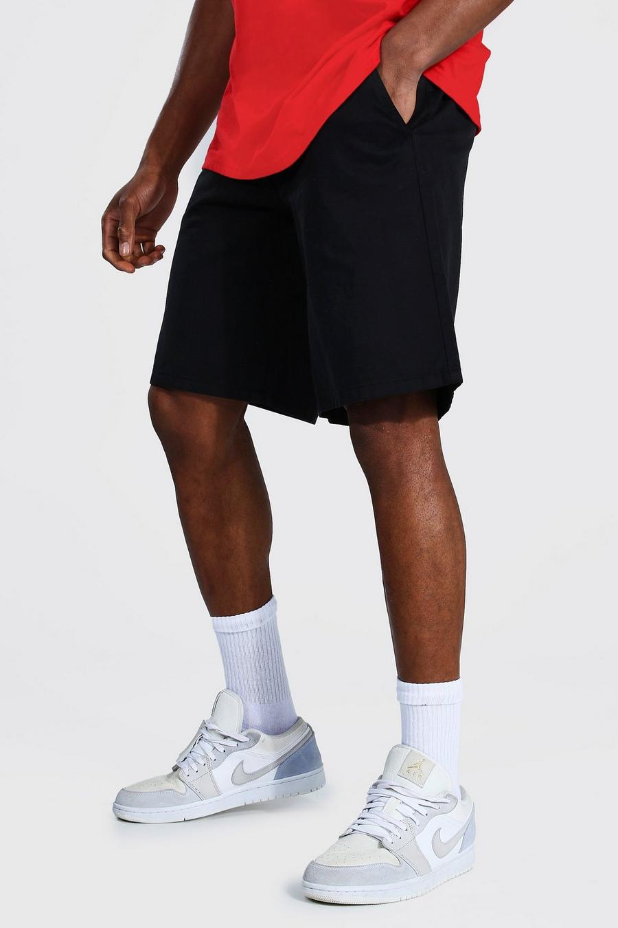 Black Baggy Chino Shorts image number 1