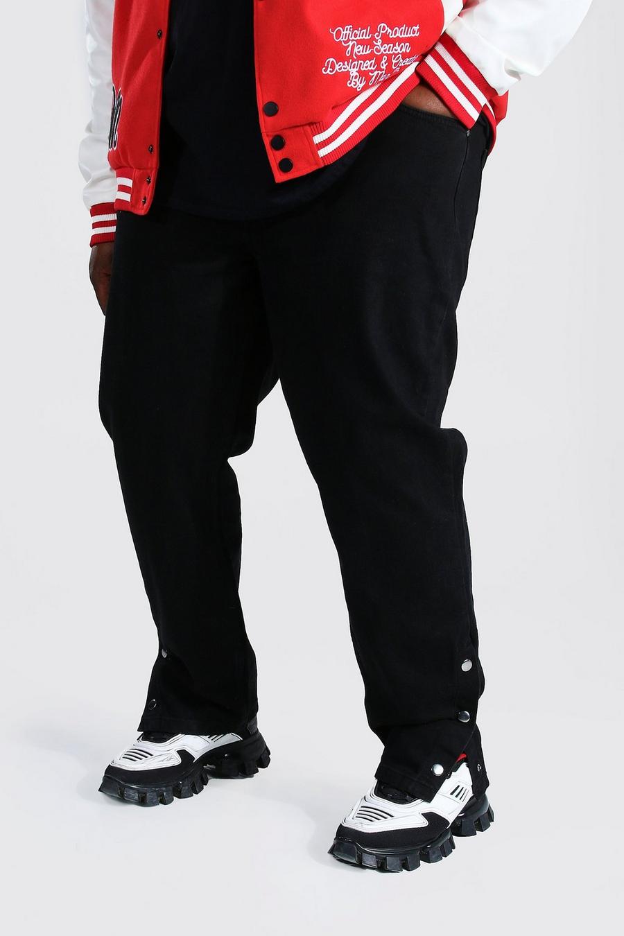 Black Plus Size Slim Fit Spijkerbroek Met Drukknoopjes image number 1