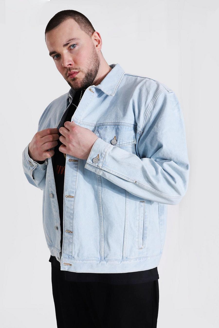 Light blue Plus size - Sliten jeansjacka i boxig modell image number 1