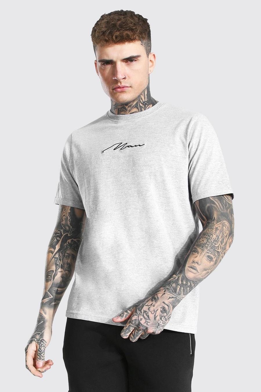 Grey Man Signature T-Shirt Met Opgerolde Mouwen image number 1