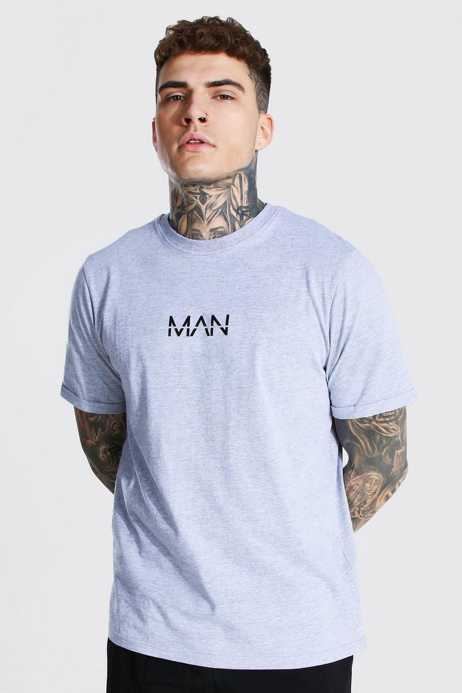Grey Original Man T-Shirt Met Omgeslagen Mouwen image number 1