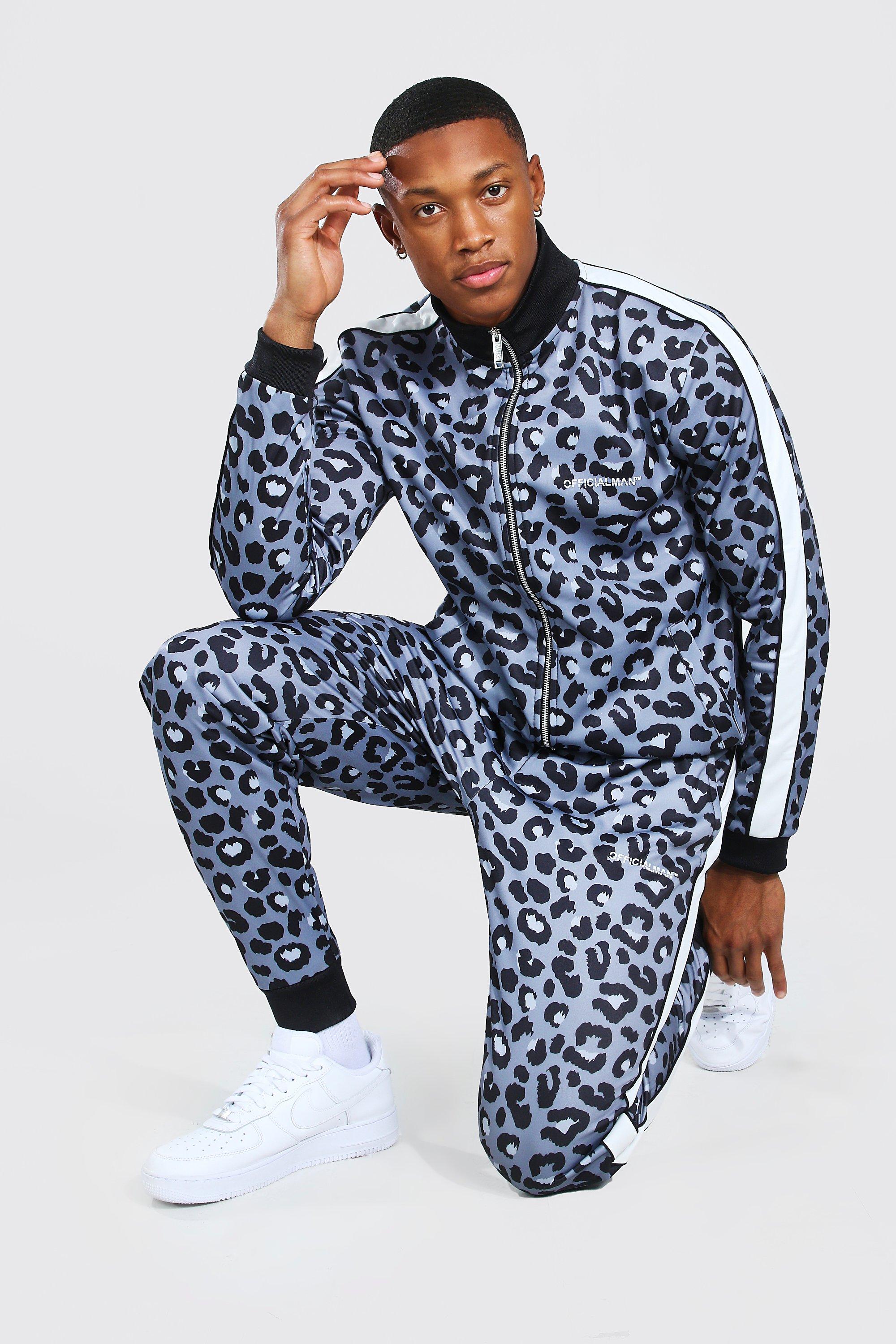 Official Man Leopard Print Tricot Tracksuit