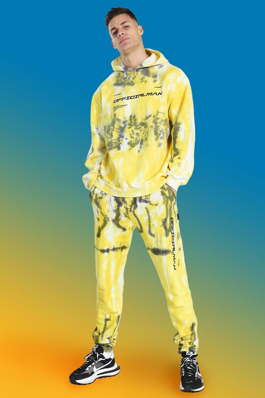 צהוב חליפת טרנינג טאי-דאי עם כיתוב Official Man לגברים גבוהים image number 1