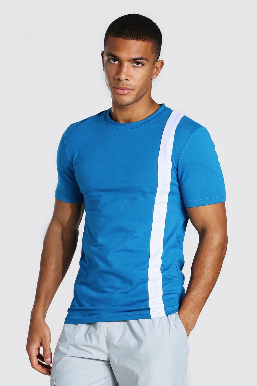 T-shirt sagomata a blocchi di colore, Azzurro image number 1