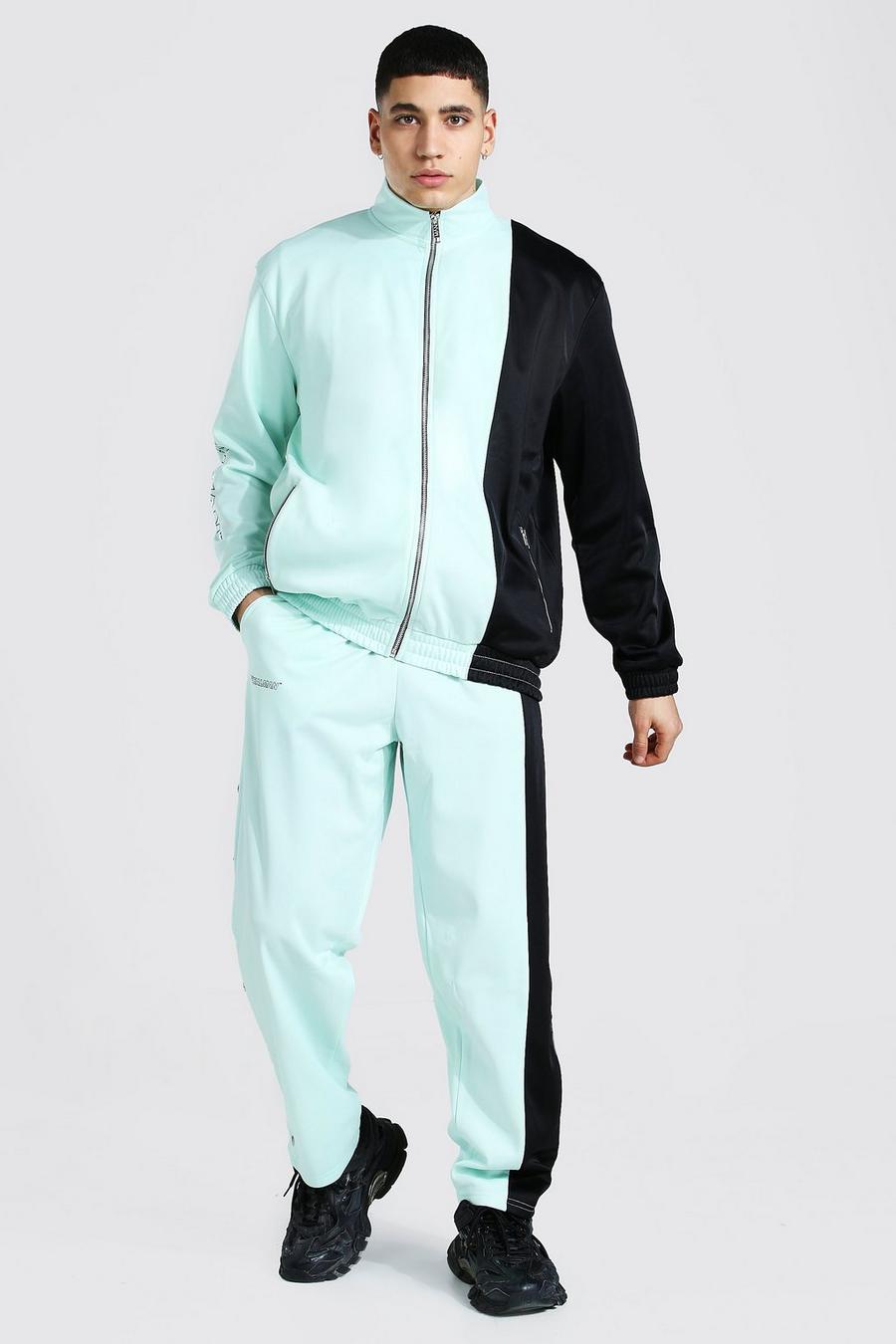 Mint Loose Fit Man Tricot Tracksuit With Poppers image number 1