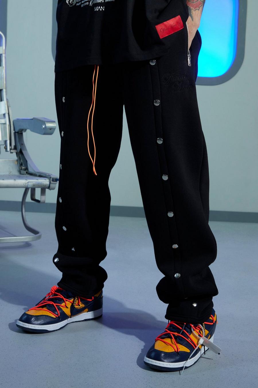 Pantalones de deporte de pierna ancha con botones a presión Official Man, Negro image number 1