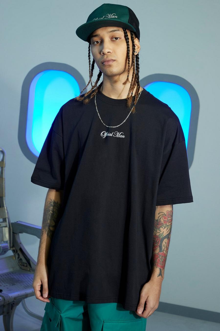 Black Official MAN Oversize t-shirt med orm image number 1