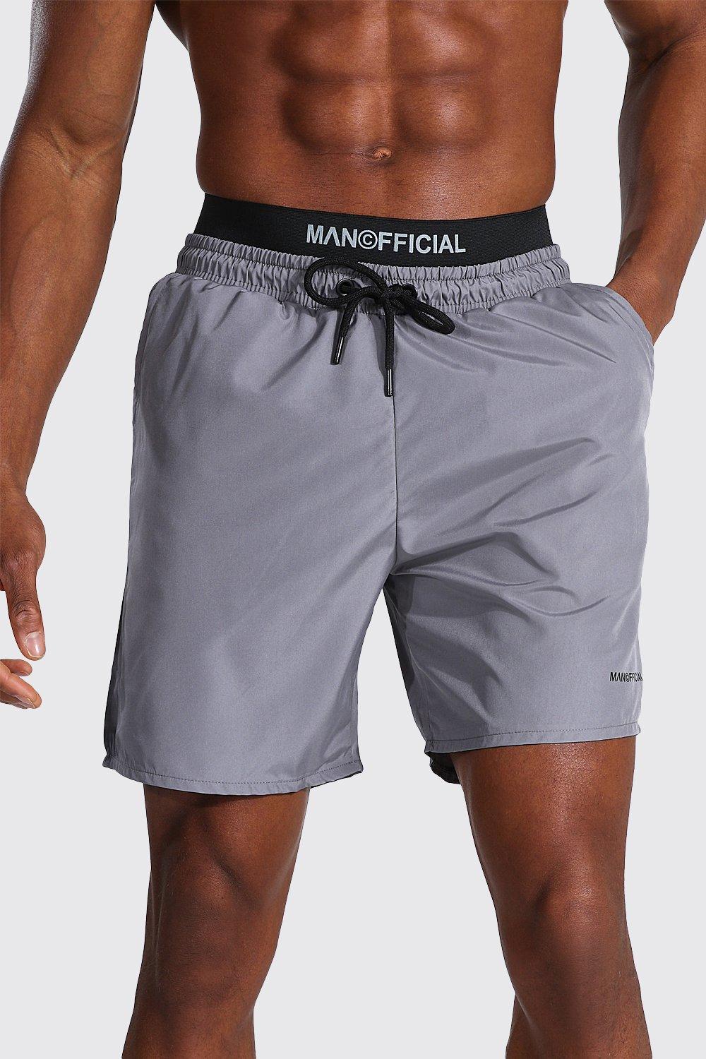 Mens double waistband sales swim shorts