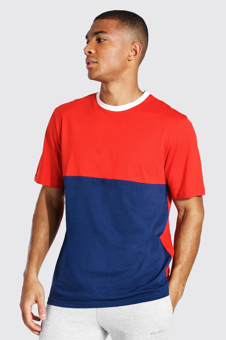 Red Colour Block T-shirt image number 1