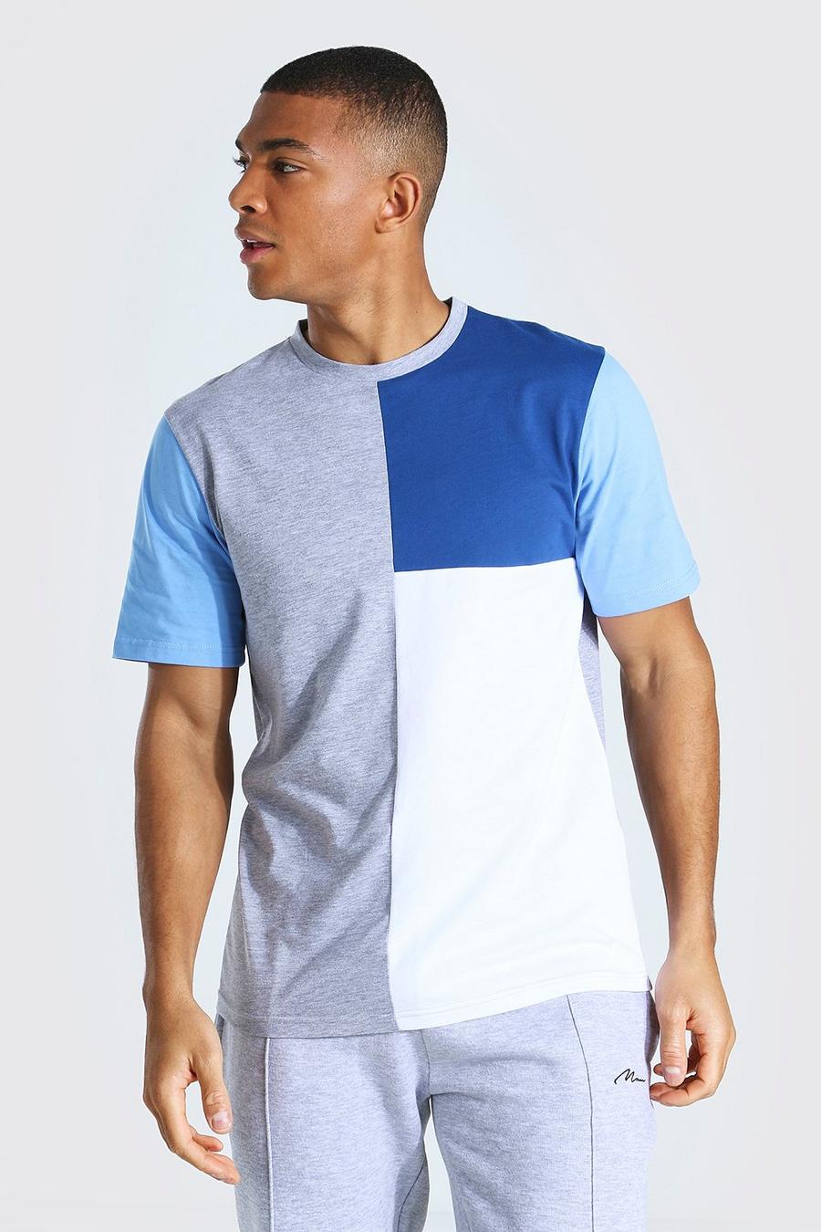 T-Shirt mit Colorblock, Grau meliert image number 1