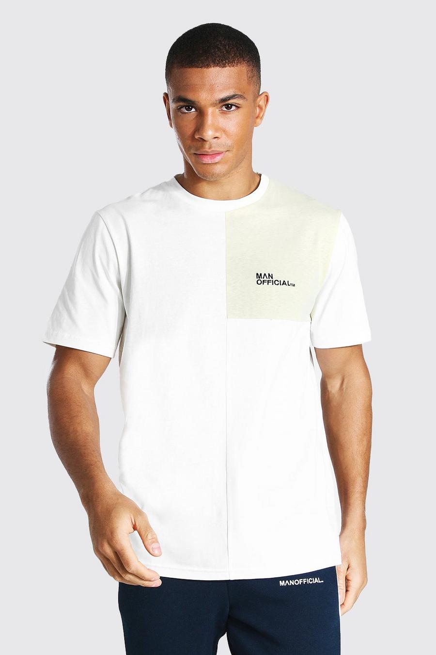 T-shirt a blocchi di colore Official MAN, Écru image number 1
