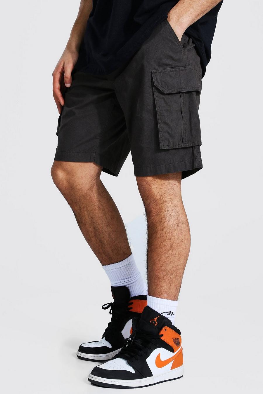 Charcoal Cargo Shorts Met Elastische Taille Band image number 1