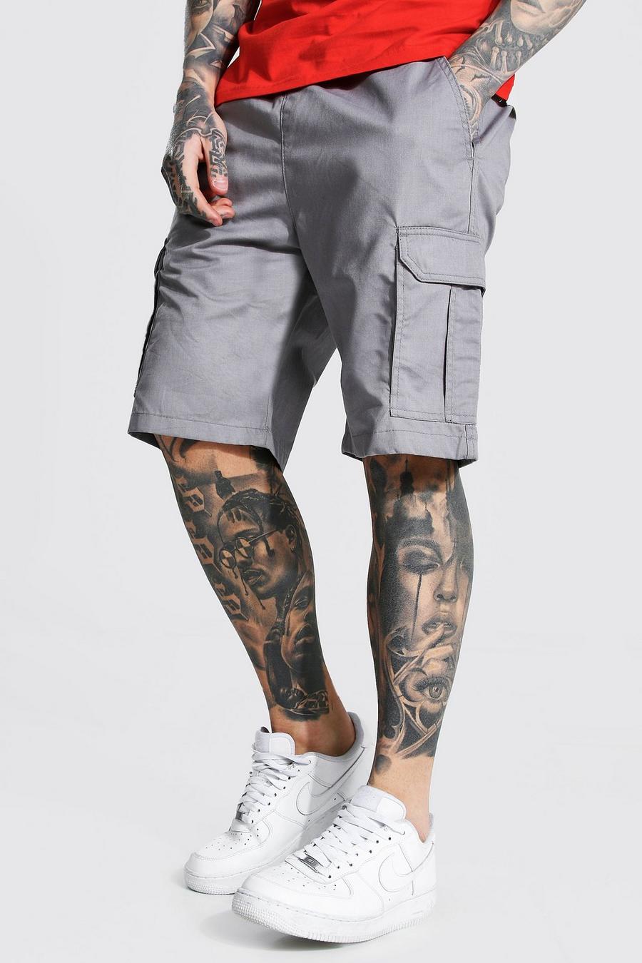 Charcoal Cargo Shorts Met Elastische Taille image number 1