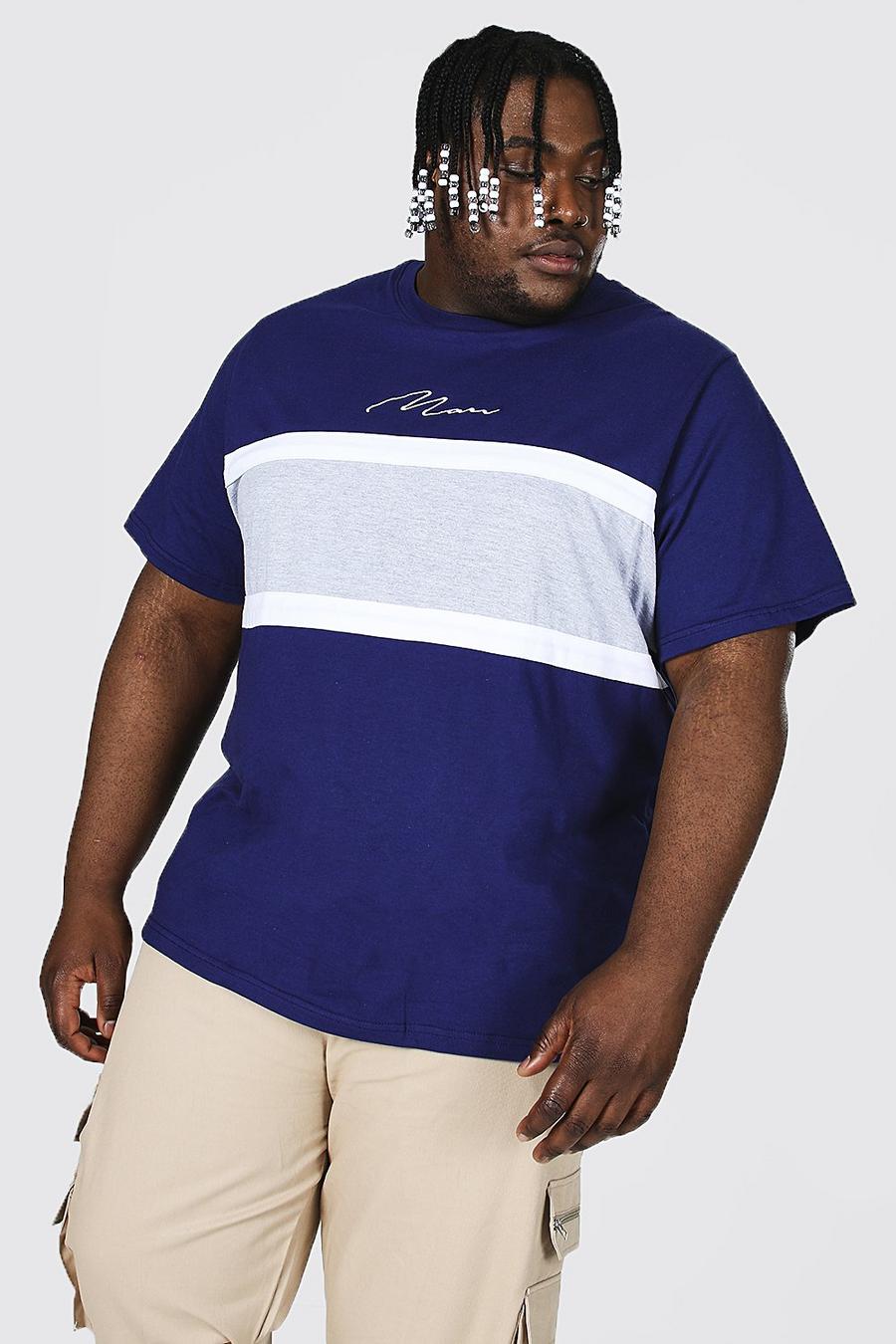 Grande taille - T-shirt color block - MAN, Navy marine