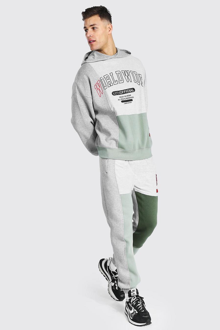 Grey Tall Spliced Worldwide Hooded Tracksuit image number 1