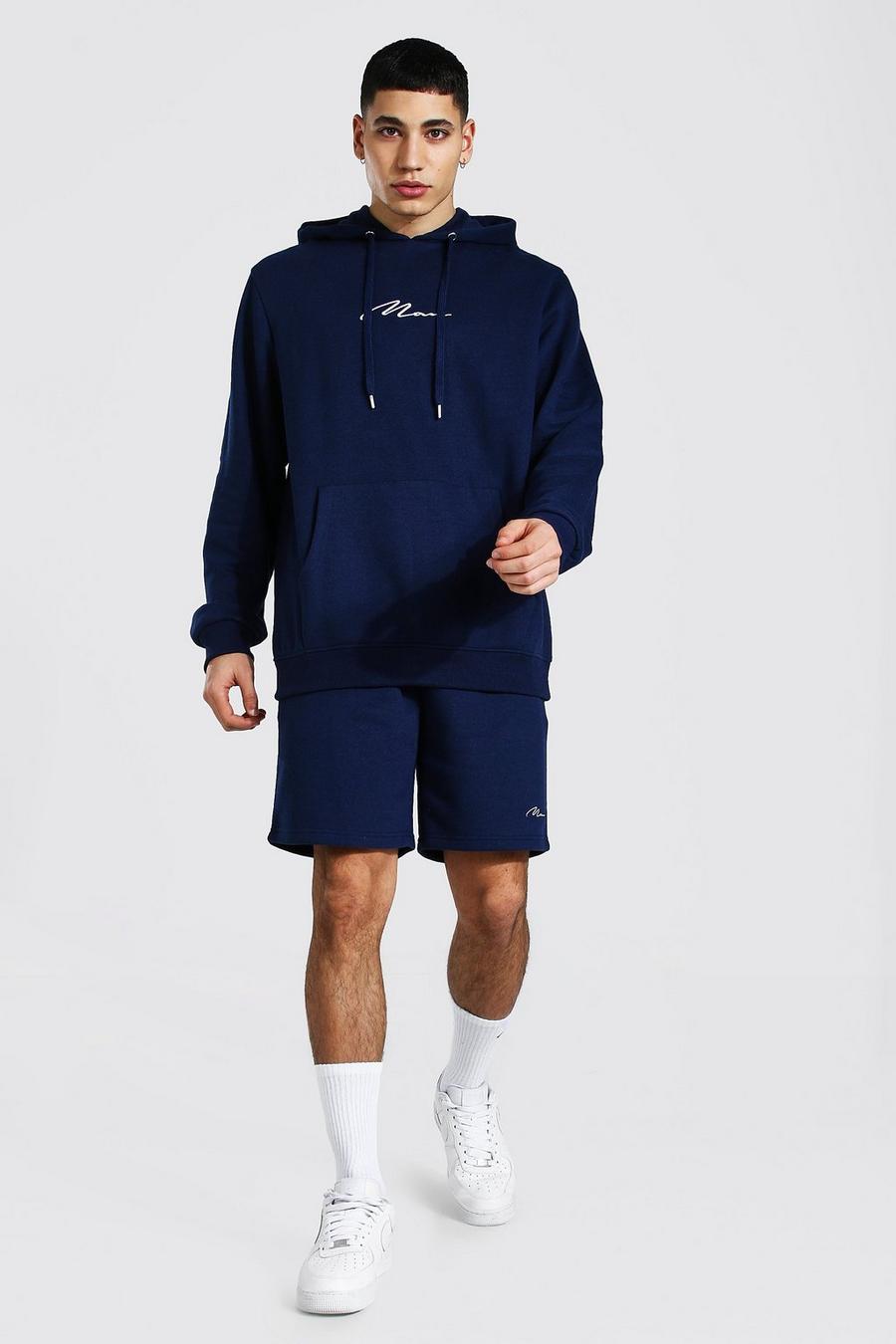Navy Man Signature Short Hooded Tracksuit image number 1