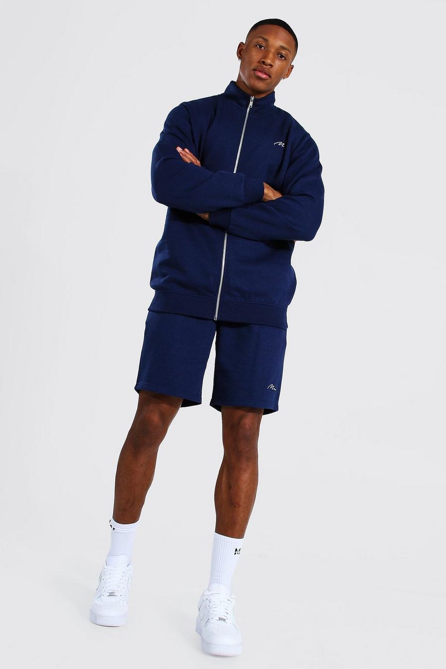 Navy Man Signature Funnel Neck Short Tracksuit image number 1