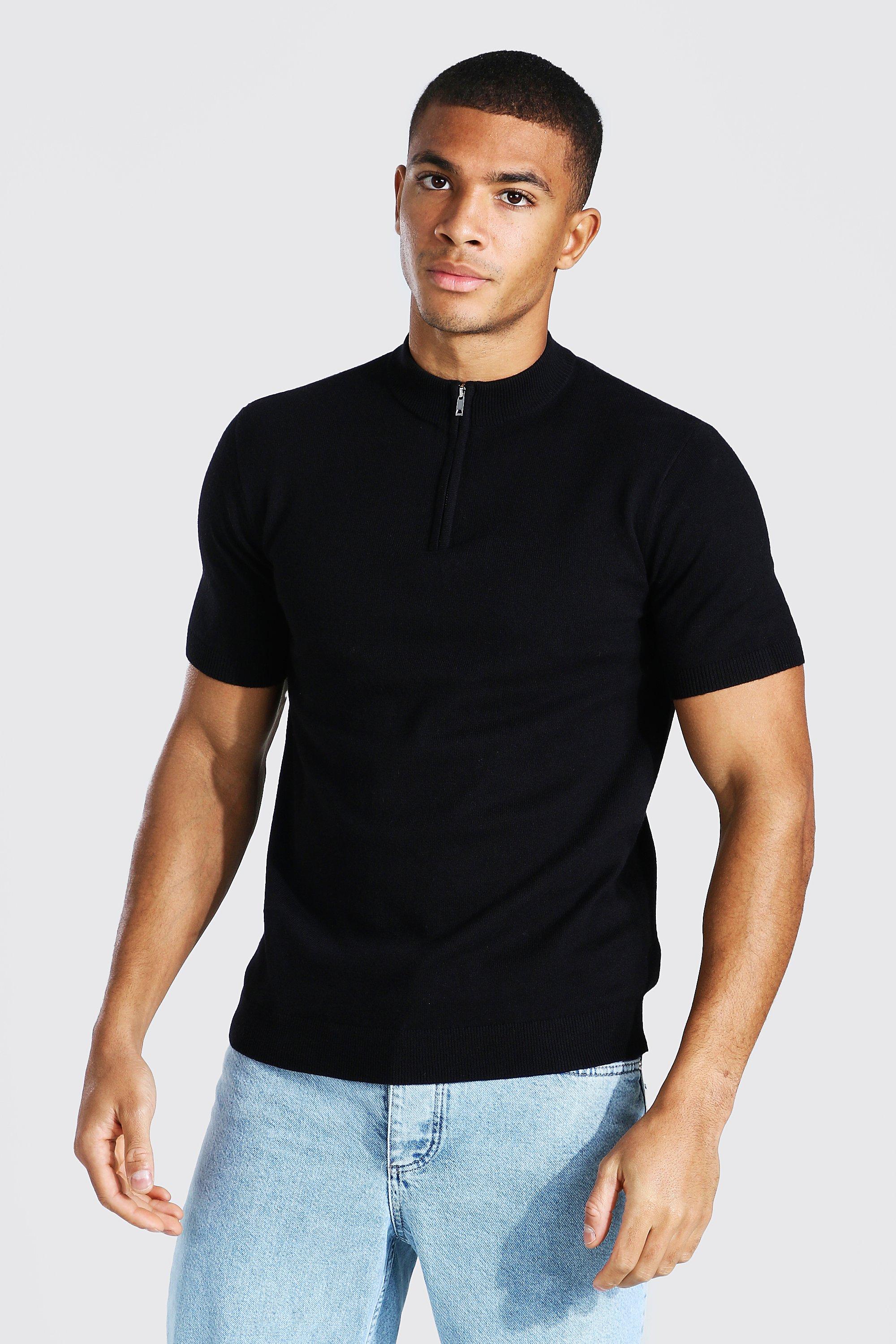 short sleeve black roll neck jumper