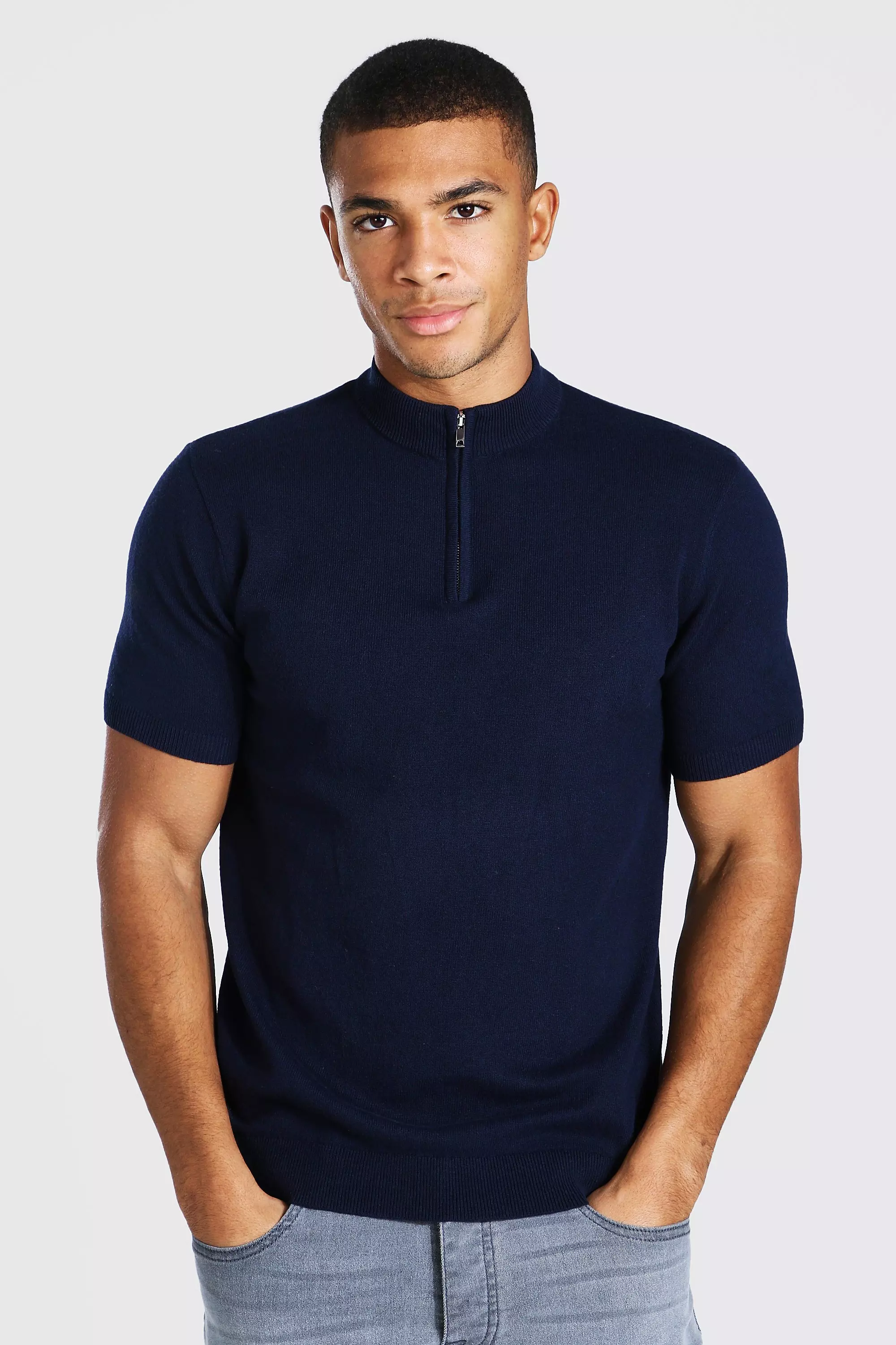 Short sleeve polo neck clearance jumper