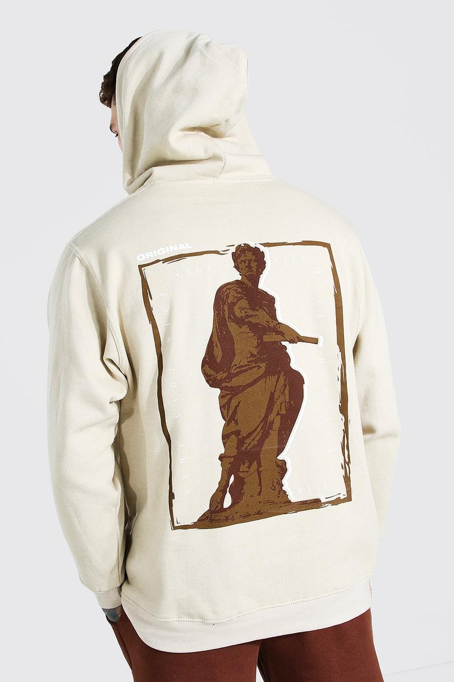 Sand Oversized Statue Back Print Hoodie image number 1