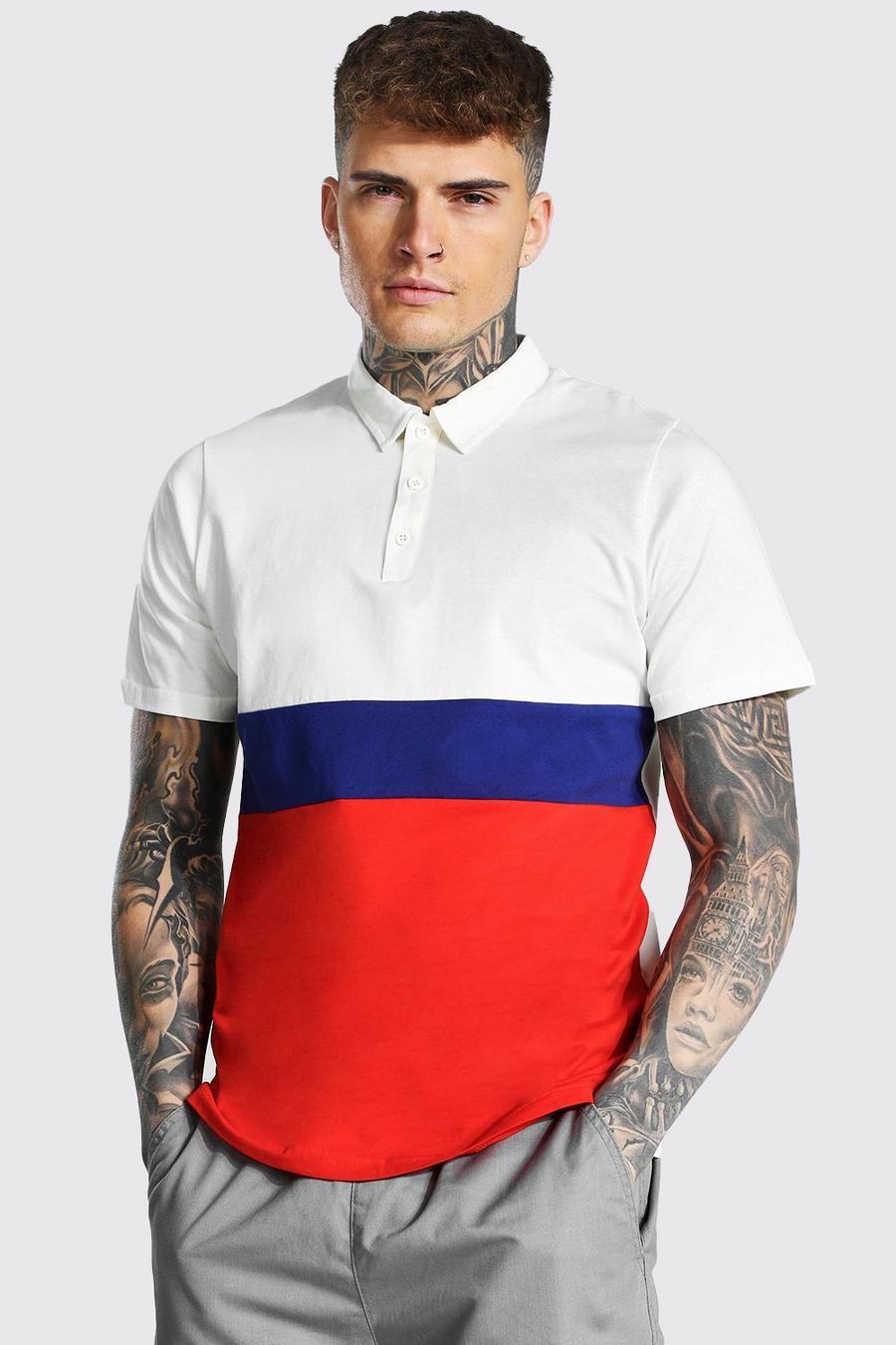 Red Colour Block Polo image number 1