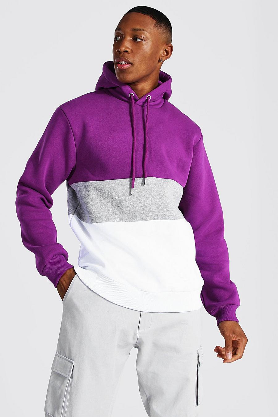 Purple Hoodie med blockfärger image number 1