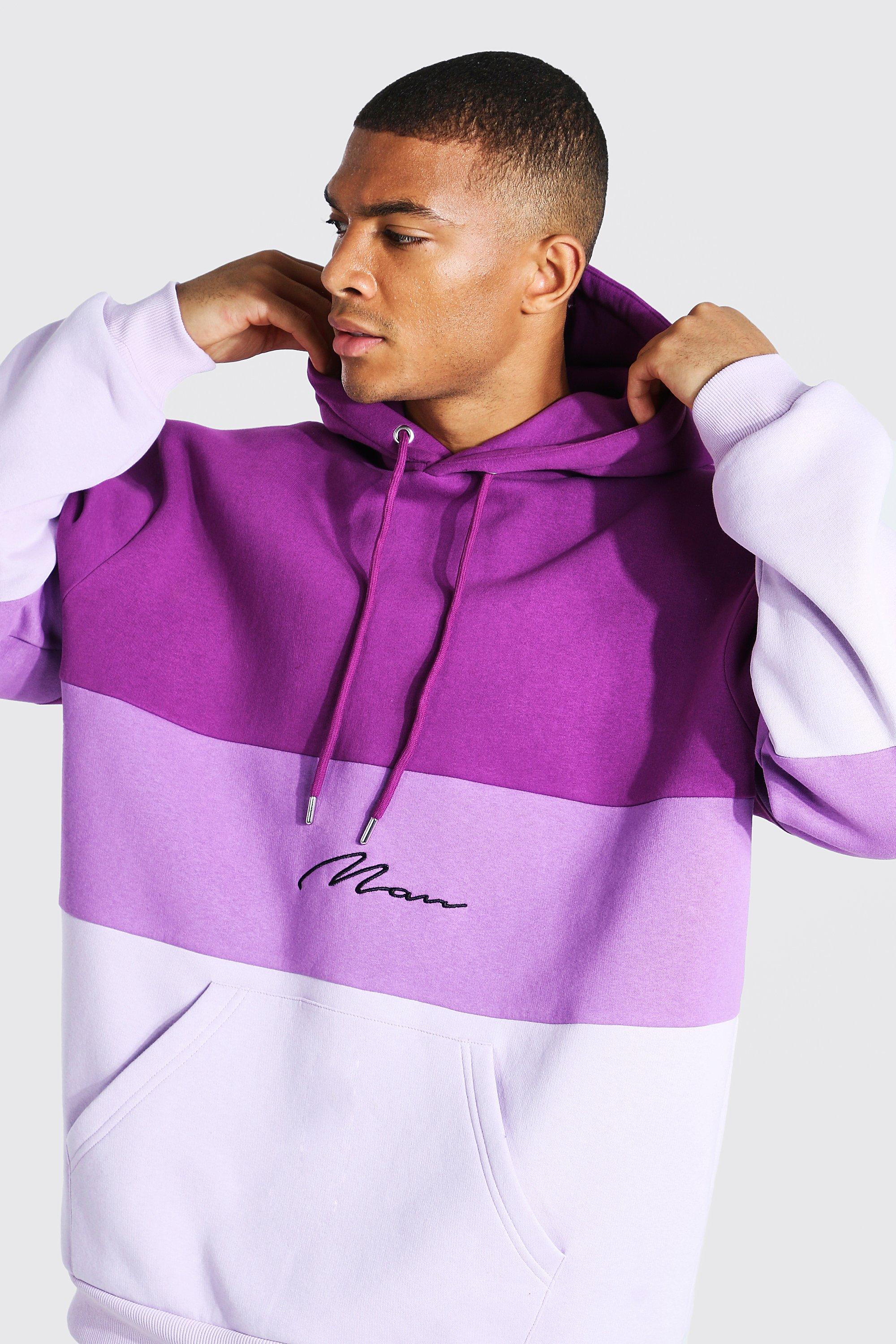 Purple color sales block hoodie