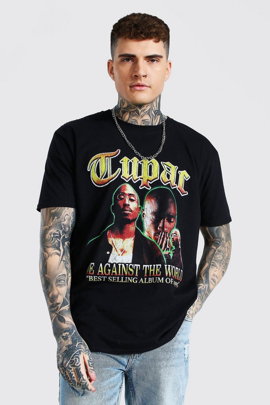 Black Oversized Gelicenseerd Tupac T-Shirt image number 1