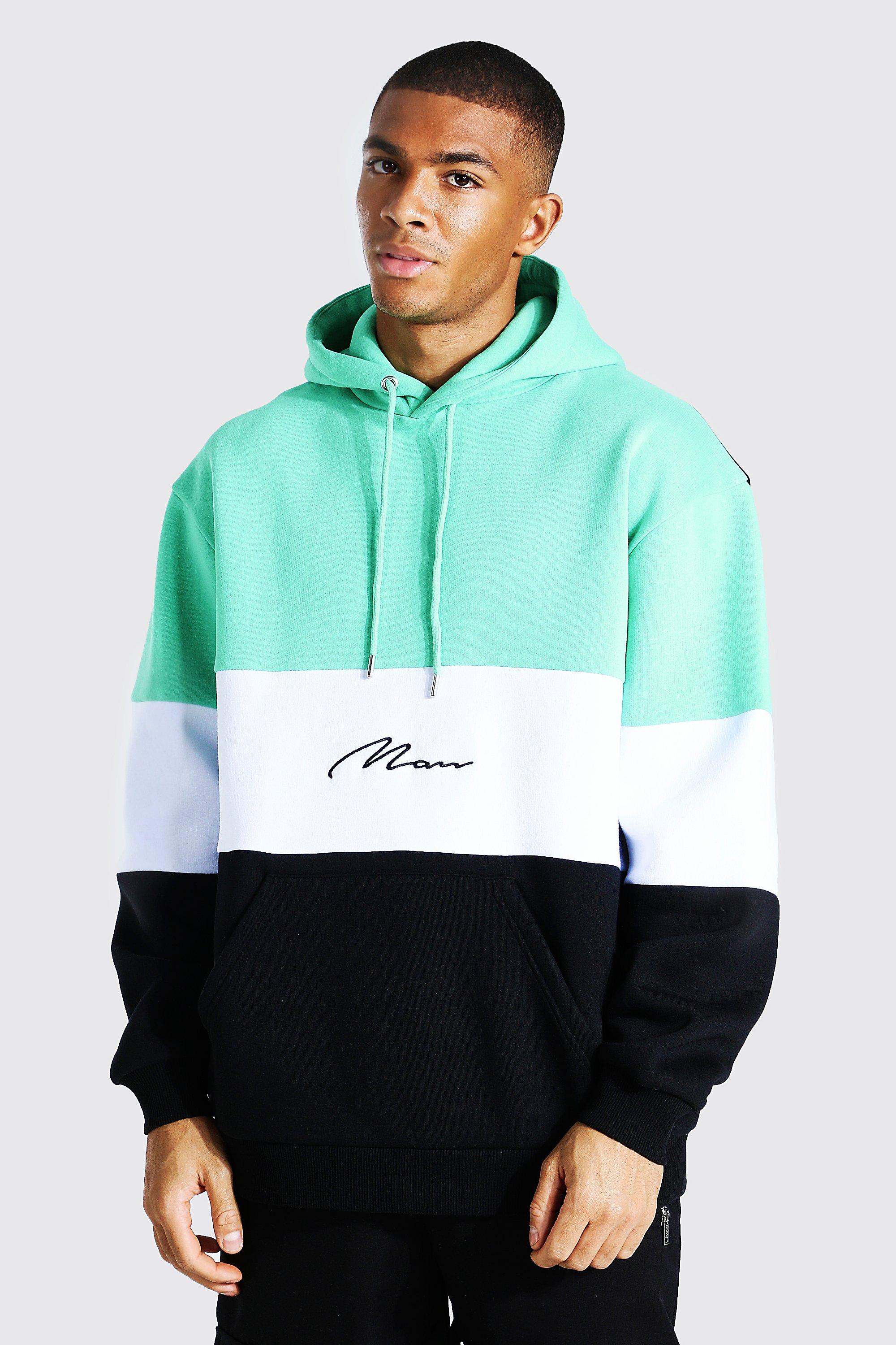 Big & Tall Neon Colour Block MAN Hoodie