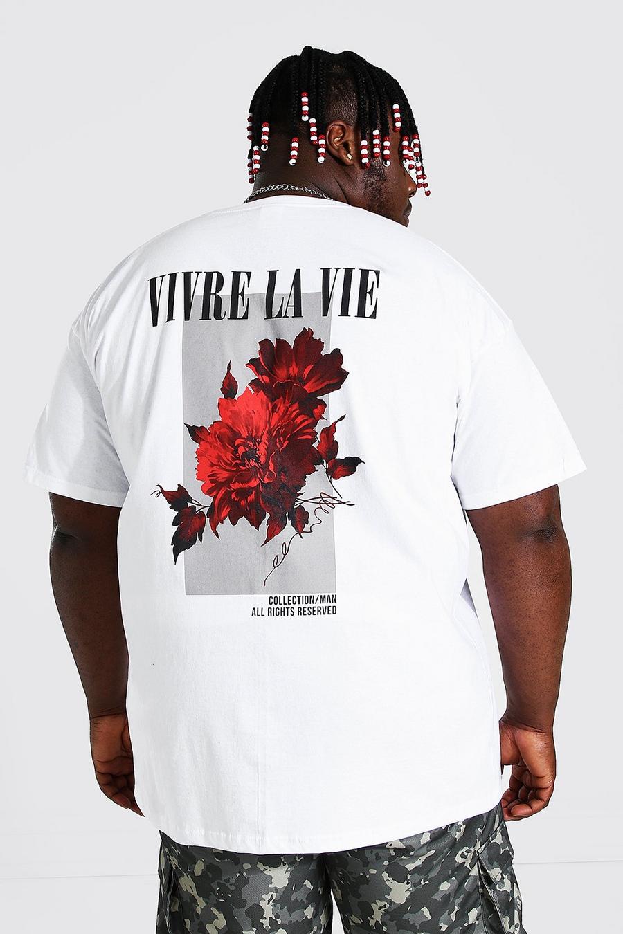White Plus Size Floral Back Graphic T-Shirt image number 1