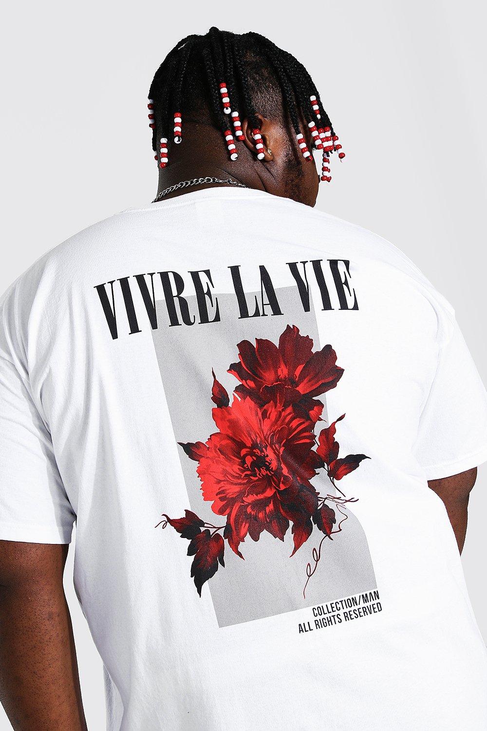 Grande taille T shirt imprim fleur dans le dos