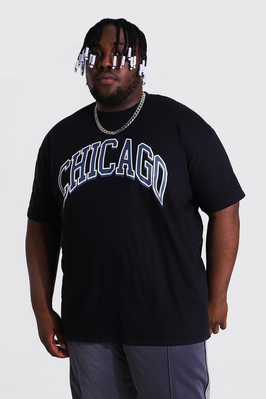 Camiseta con estampado de Chicago talla Plus, Negro image number 1