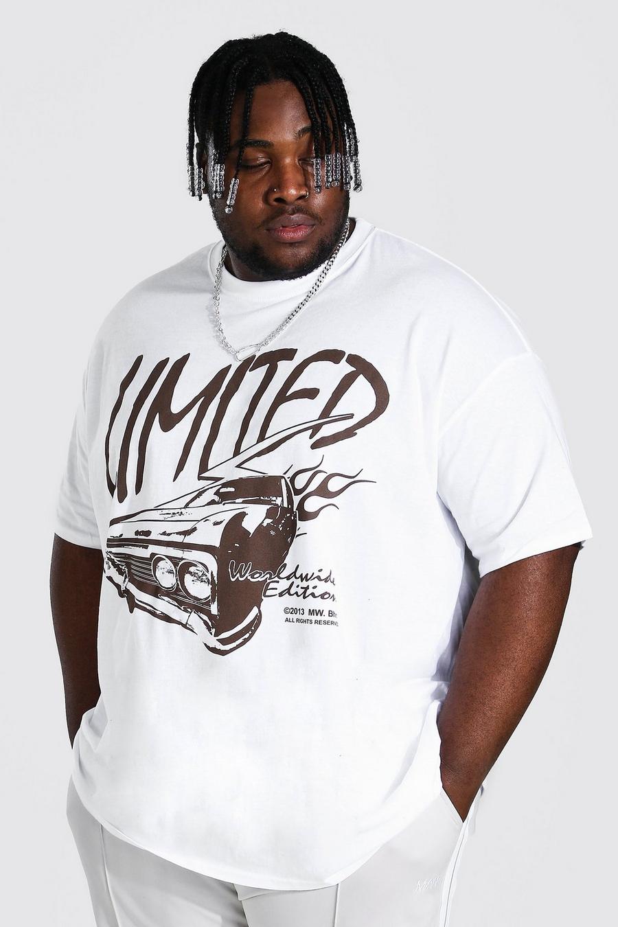 White Plus Size Limited Car Graphic T-Shirt image number 1